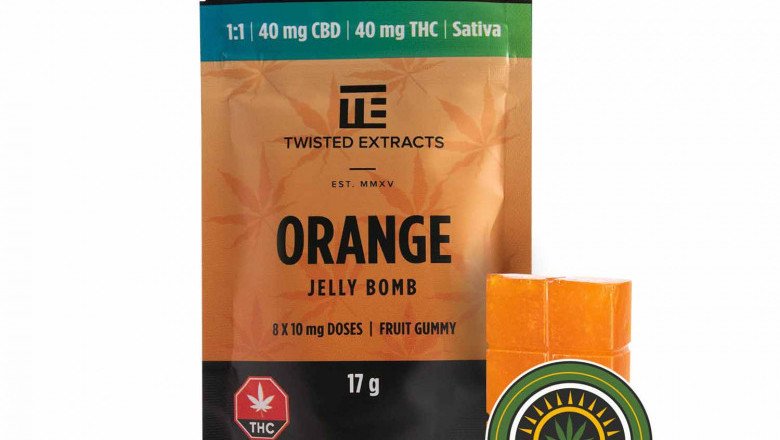 TWISTED EXTRACTS ORANGE JELLY BOMB- 40MG THC & 40MG CBD SATIVA