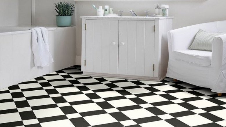 Renovate your living space with Black and White Checkered Vinyl Flooring!