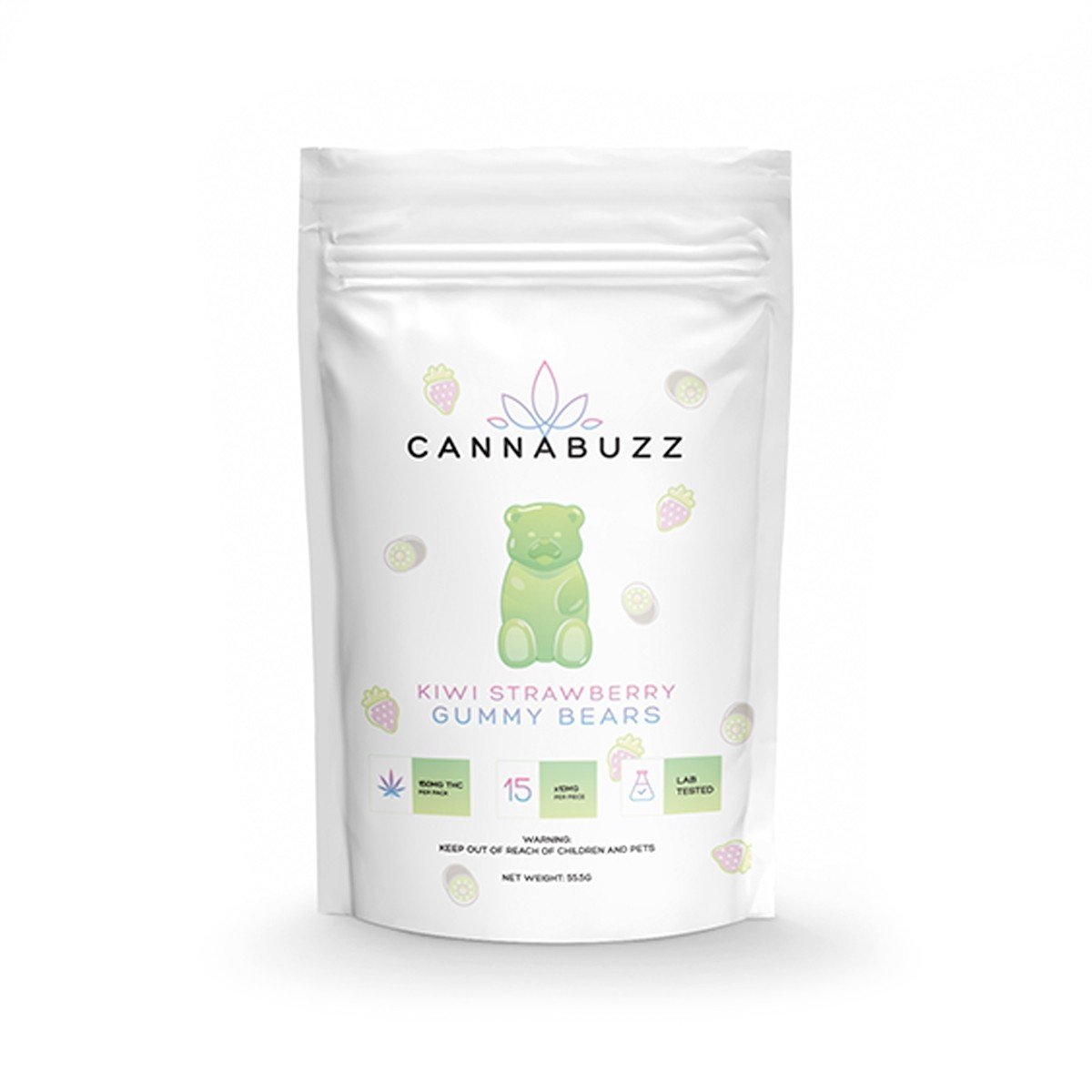 CannaBuzz Kiwi Strawberry THC Gummy Bears 150mg