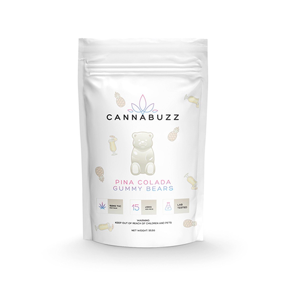 CannaBuzz Pina Colada THC Gummy Bears – 150mg