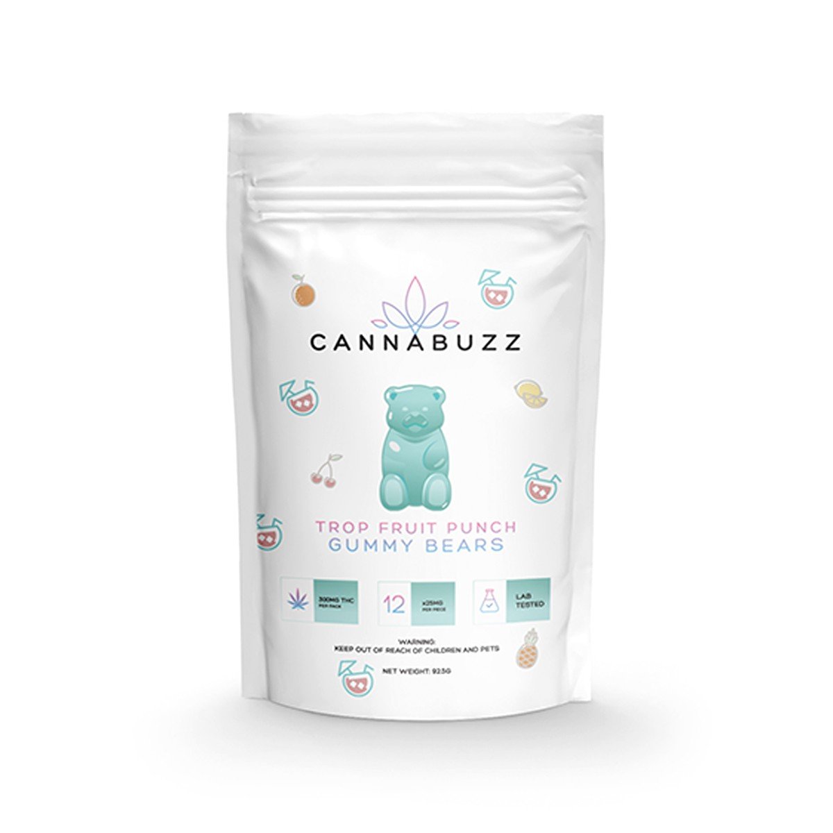 CannaBuzz Trop Fruit Punch THC Gummy Bears  300mg