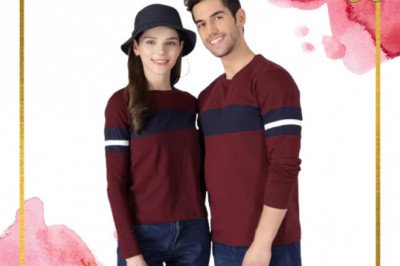 Couple Round Neck Full Sleeve T-Shirt (Pack of 2)
